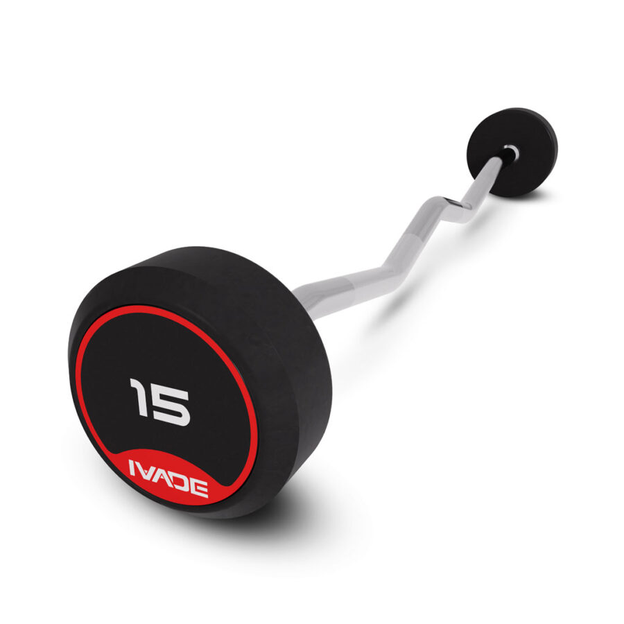 บาร์เบล แกนหยัก EZ หุ้มยาง IVADE ขนาด 15KG x 1 ชิ้น (MD3009-EZ)